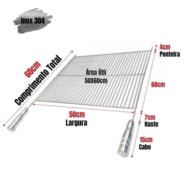 GRELHA ARAMADA EM ACO INOX AÇO INOX 50x60