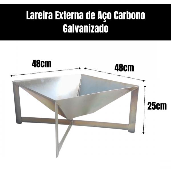 LAREIRA ACO CARBONO EXTERNA GALVANIZADA 0