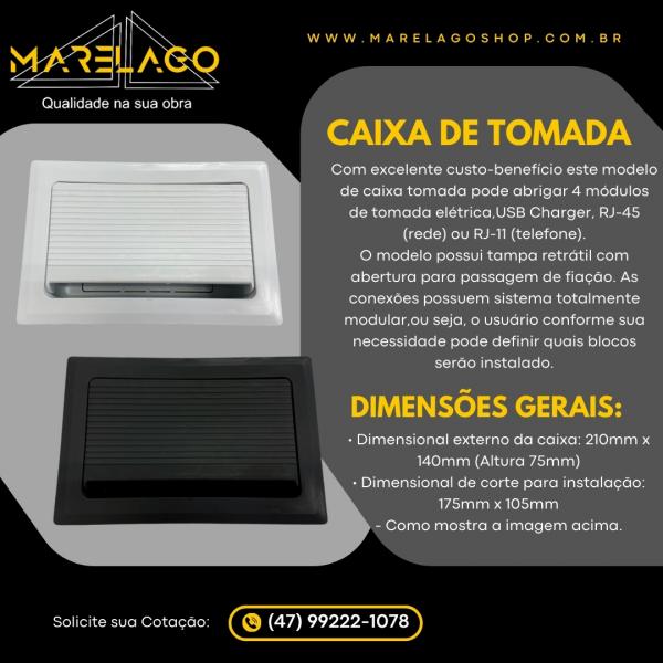 CAIXA TOMADA DE MESA + 4 MODULOS + 1 RJ45 BRANCO 0