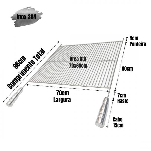 GRELHA ARAMADA EM ACO INOX AÇO INOX 70X60