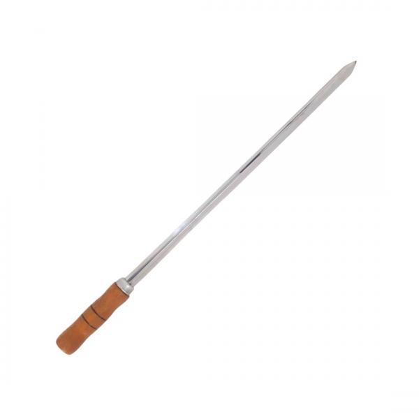 ESPETO CHATO CABO MADEIRA 50CM INOX 50