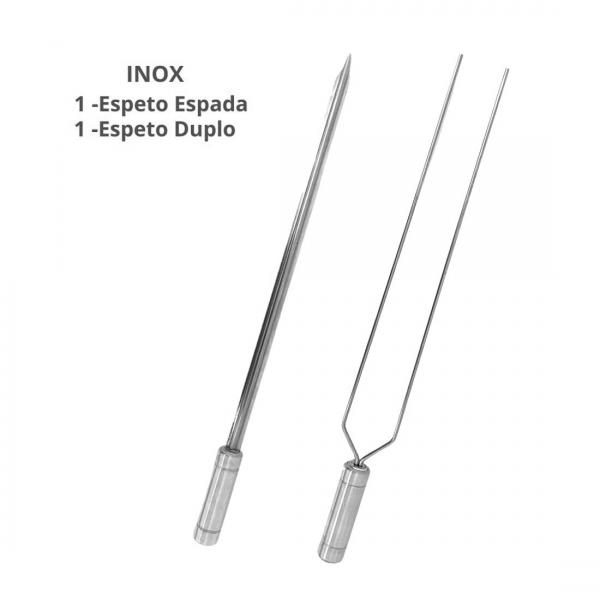 ESPETOS PARA CHURRASCO INOX DUPLO E ESPADA LAMINA 50CM 0