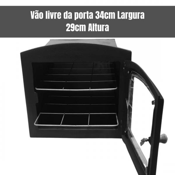 FORNO FERRO ACO CARBONO PEQUENO TAMPA VIDRO CHAPA 2 MM PRETO 43x42