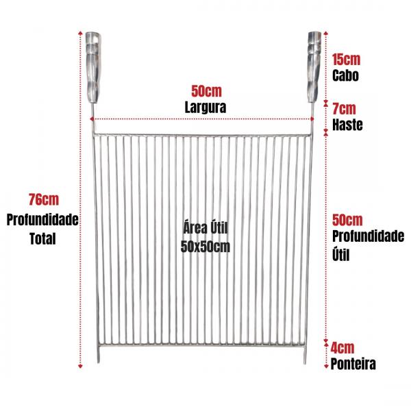 GRELHA ARAMADA EM ACO INOX 50x50