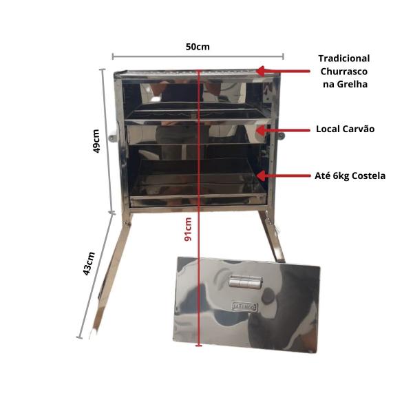 CHURRASQUEIRA INOX COSTELA NA CAIXA L 500 10X10X10
