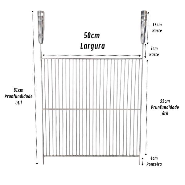 GRELHA ARAMADA EM ACO INOX 50x55