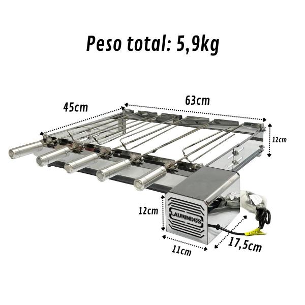 GIRATORIO BAIXO 5 ESPETO CURTO DIREITO INOX C