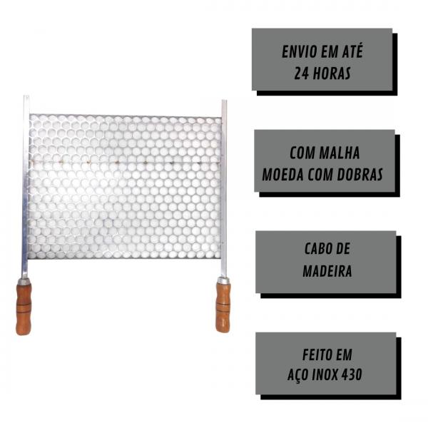 GRELHA MOEDA ECONOMICA COM PONTEIRA 60 X 48 AÇO INOX 0