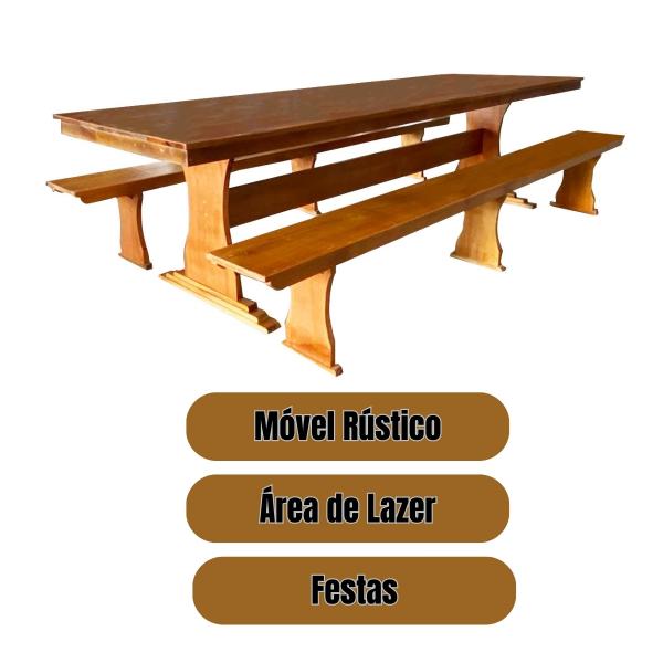 MESA EBLE COM 02 BANCOS MADEIRA 2 METROS