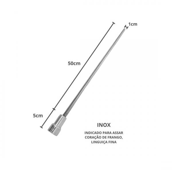 KIT 6 ESPETOS PARA CHURRASCO INOX DUPLO ESPADA CORACAO LAMINA 50CM 50cm