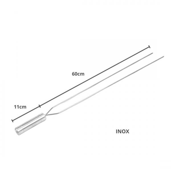 ESPETOS DE INOX LAMINA 60CM PARA CHURRASCO DUPLO E CORACAO 0