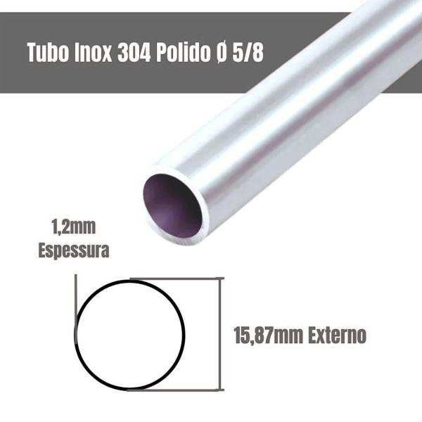 KIT TUBO REDONDO INOX 304 60CM 2 UNIDADES