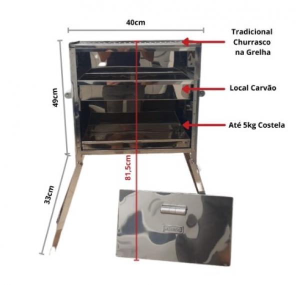 CHURRASQUEIRA INOX COSTELA NA CAIXA L 400 10X10X10