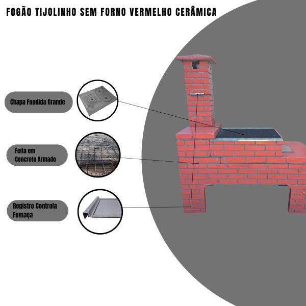 FOGAO SEM FORNO TIJOLINHO VERMELHA CERAMICA 143X66