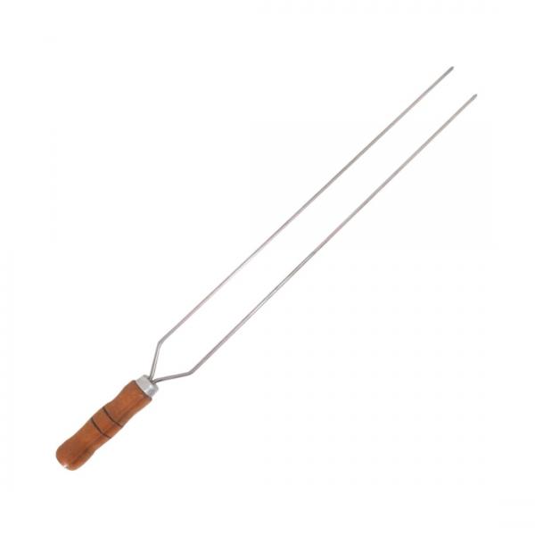 ESPETO DUPLO CABO MADEIRA 70CM INOX 70