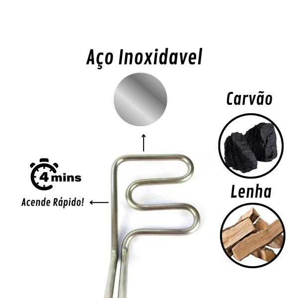 ACENDEDOR ELETRICO PARA CARVAO E LENHA 220V KIT 2 UNIDADES PRETO 0