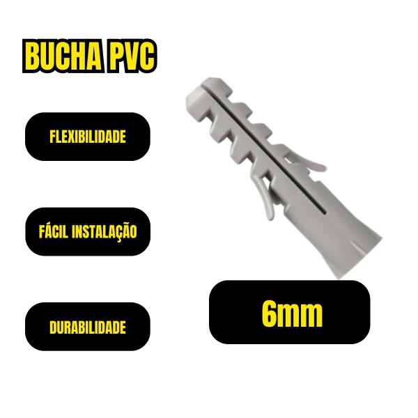 KIT BUCHA PVC 6MM 500 UNIDADES CINZA