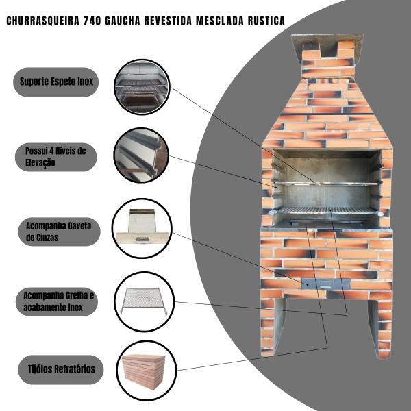 CHURRASQUEIRA REVESTIDA 740 GAUCHA MESCLADA RUSTICA 740G