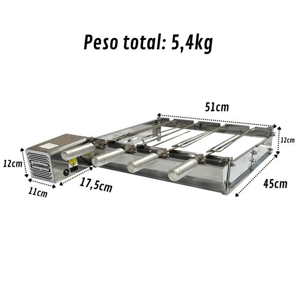 GIRATORIO BAIXO 4 ESPETO CURTO DIREITO INOX C