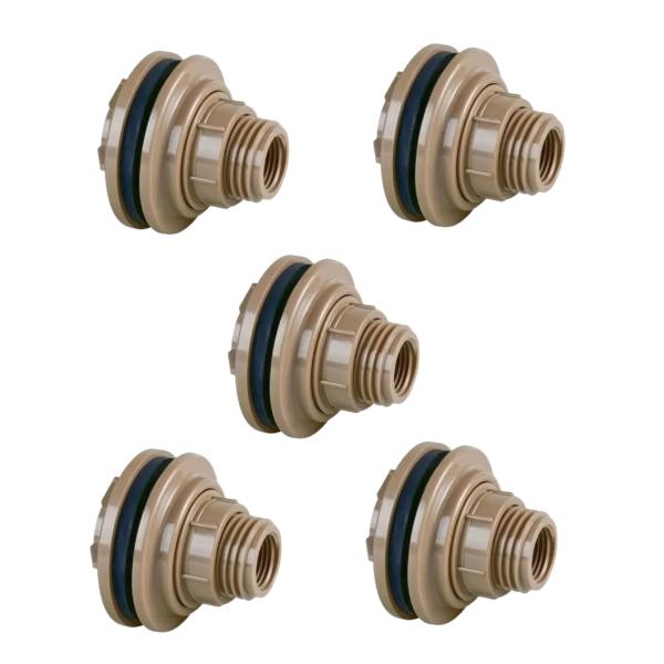 KIT ADAPTADOR COM FLANGE DE 32X1MM 5 UNIDADES MARROM 32x1