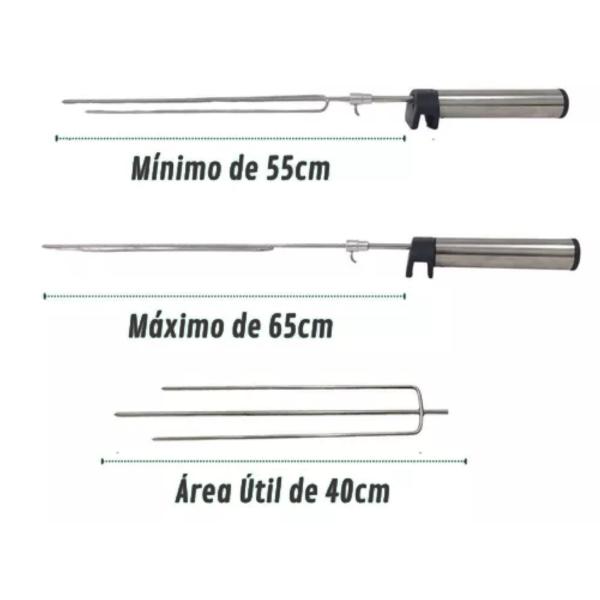 ESPETO GIRATORIO A PILHA INOX 50 a 65cm