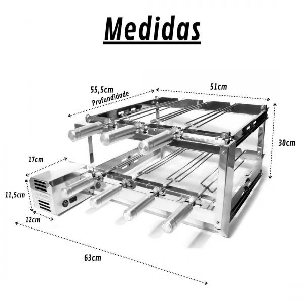 GIRATORIO DUPLO 7 ESPETO LONGO DIREITO INOX L