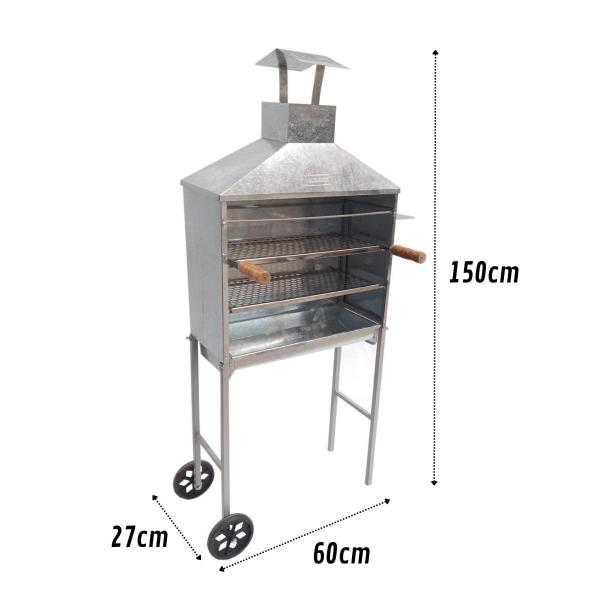 CHURRASQUEIRA GALVANIZADA ESPETINHO COM RODINHA AÇO GALVANIZADO 0