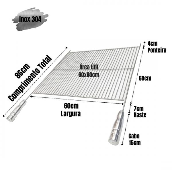 GRELHA ARAMADA EM ACO INOX 304 AÇO INOX 60X60