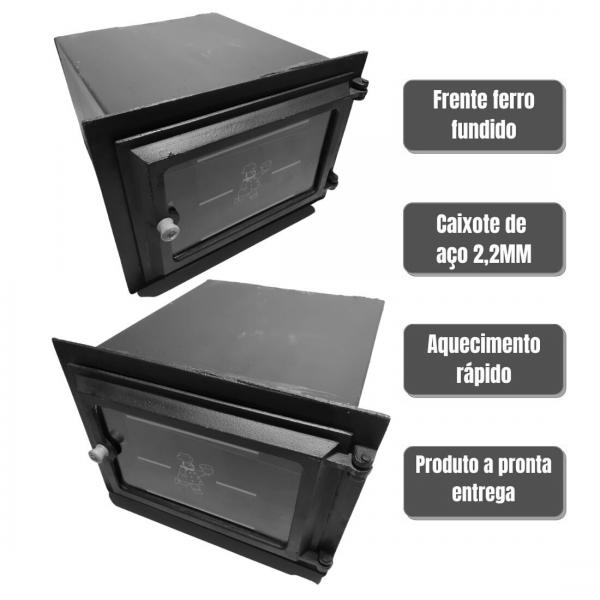 FORNO FERRO ACO CARBONO GRANDE TAMPA VIDRO CHAPA 2 MM PRETO 55x40