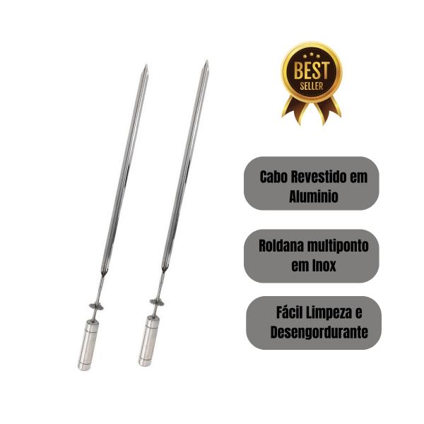 KIT 2 ESPETO GIRATORIO 50CM INOX