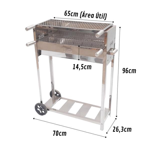 KIT CHURRASQUEIRA ESPETINHO MOVEL CSC02 COM 2 GRELHA AÇO INOX 0