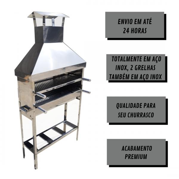 CHURRASQUEIRA INOX ESPETINHO COM COIFA L 1000 100 CM