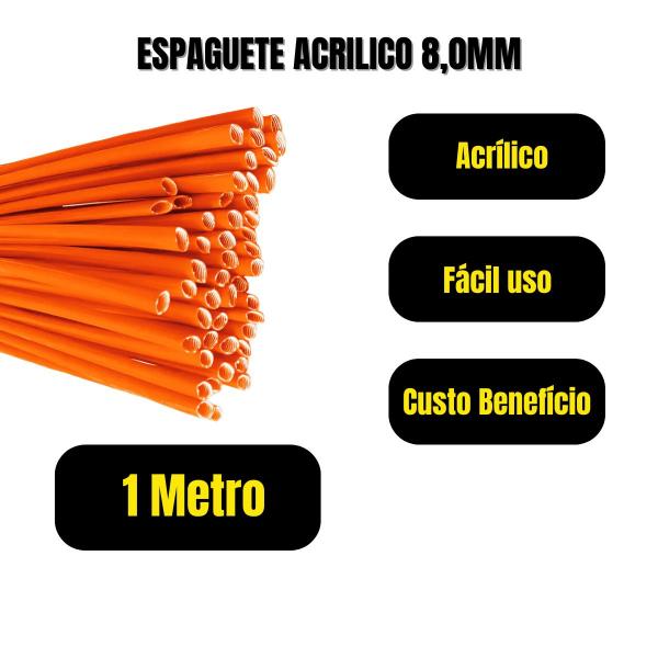 KIT ESPAGUETE ACRILICO 8MM 20 UNIDADES LARANJA 20 METROS