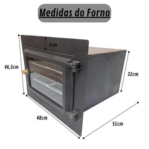 FORNO FERRO FUNDIDO GRANDE TAMPA VIDRO QUADRADO PRETO 0